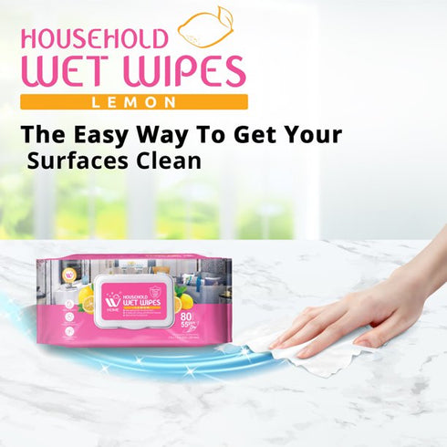 Household Wet Wipes Lemon, 80 Pcs | WBM HOME